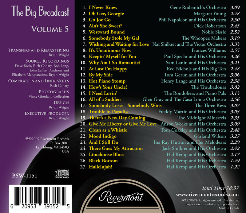 The Big Broadcast, Volume 5: Jazz and Popular Music of the 1920s and 1930s