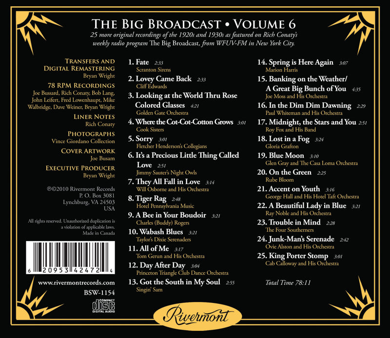 The Big Broadcast, Volume 6: Jazz and Popular Music of the 1920s and 1930s