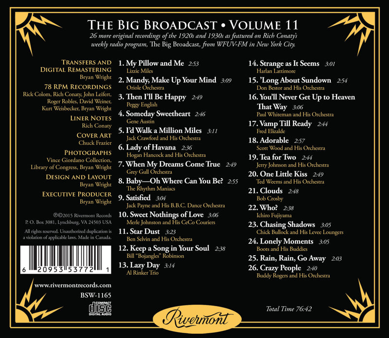 The Big Broadcast, Volume 11: Jazz and Popular Music of the 1920s and 1930s