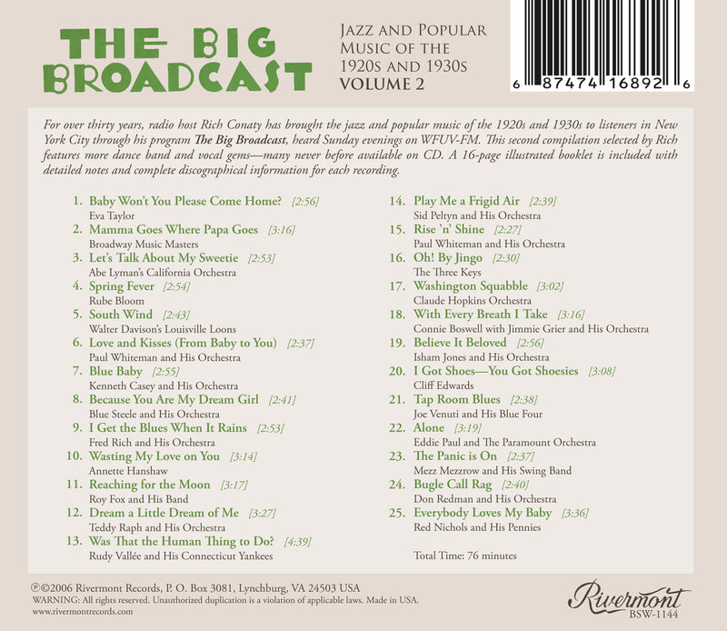The Big Broadcast, Volume 2: Jazz and Popular Music of the 1920s and 1930s