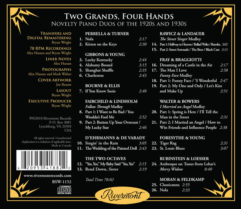 Two Grands, Four Hands: Spectacular and Rare Novelty Piano Duos of the 1920s and 1930s